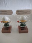 Lot Of 2 Solar Dancing Pilgrim Girl Thanksgiving Figures Holding Pumpkin Autumn 