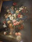 Antique Vintage Original Large Floral Still Life Oil Painting Signed By Artist 