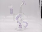 9 Inch Purple clear Glass Water Pipe Bong Recycler 14mm Vortex Smoking Bubbler