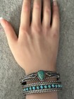 Old Vintage Native American Navajo Turquoise Arrows Sterling Twisted Bracelet