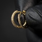 Elegant Thin Iced 14k Gold Plated 925 Sterling Silver Cz Men s Hoop Earrings