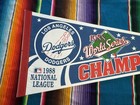 Vintage 1988 Los Angeles Dodgers World Series Champions Pennant Mlb Felt Flag