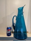 Vintage 1950s Mid Century 17  Blenko Pitcher 976 In Turquoise Blue