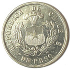 1877 Chile Silver One Peso Km  142 1