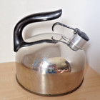 Rare Vtg Rivere Ware Tea Pot By Copper   Brass Inc Ny Usa  Whistles 2 3 Qt 1940s