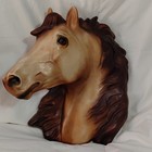 Ceramic Horse Head Wall Plaque Figurine Sculpture Brown Beige Vintage