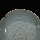 7 2  China Old Antique Porcelain Song Ru Kiln Sky Cyan Glaze Kylin Brush Wash