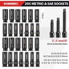 29-piece 1 2  Drive Impact Sockets Set  6 Point Deep Standard Sae And Metric    