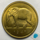 High Grade 1947 Belgian Congo 2 Francs Elephant Coin 4 93g 22 05mm