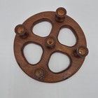 Vintage Wooden 5 Taper Candle Holder Candelabra Round Centerpiece Cutout Base