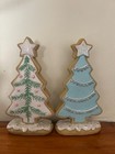 Gingerbread Christmas Tree Figurines Two Pastels 6  Resin By Sweet Treats New