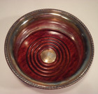 Reed Barton Silverplate Wine Bottle Coaster Wood Turned Base Deep England 204