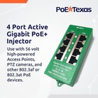 Poe Texas 4 Port Poe poe  Injector With 56v 60w Power Supply - Gigabit Injector