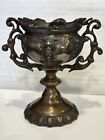 Antique Brass Bronze 1800 s Ornate Cast Pedestal Jardiniere Planter With Cherubs