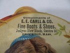 E e  Carll   Co  Fine Boots   Shoes Brockton Mass Die-cut Tambourine Trade Card