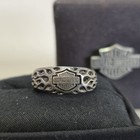 Harley-davidson Shield Flame Band Ring 925 Sterling Silver