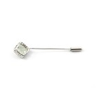 Men s Sterling Silver Cushion Cut Green Quartz Lapel Pin