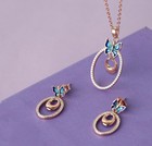 Exquisite Diamond Pendant Set With Earring  Gold-silver-platinum 