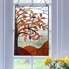 16x24in Tree Design Stained Glass Window Panel Suncatcher Tiffany Style