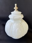 Lot Of 2 1940   s Antique Victorian Art Deco Swirl Milk Glass Embossed Lamp Shades
