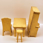 Strombecker 1930 s Hutch Back Leg Issues Stool Chair Table Pale Yellow Vintage