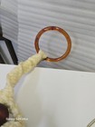 Vintage Macrame Craft Supplies Lot Wooden Beads  Cord  Rings  Hangers
