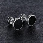 Mens Unisex Surgical Steel Vintage Black Ear Stud Earrings Punk Retro Jewelry