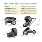 Hot Mom 2-in-1 Baby Grey Stroller With A 360   Rotation Function  pu Leather Spf 