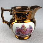 Antique English Copper Lusterware Jug Pitcher Staffordshire England 1840 Lustre