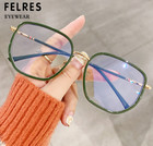 Men Women Square Anti Blue Light Eyeglasses Oversize Clear Lens Glasses Frames
