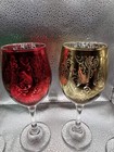 Mygift Etched Glass Colored Christmas Wine Glasses  Set Of 4 Multicolor