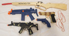 Toy Gun Lot Play Plastic Loud Wooden Rubber Band Shooter Too 5 Guns
