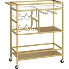 Multi-level Kitchen Serving Cart Rolling Bar Cart W  Wine Rack   Glass Holders
