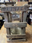 Antique Puritas Water Co Glass Jug W  Wood Tilting Cradle Rack Dovetail Rare
