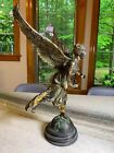 Antique Victorian Ornate Gilded Brass Bronze Statue Figure Figurine Athena Wings