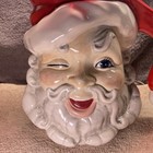 Vintage Santa Claus Pitcher Winking Face Hand Painted 10    Christmas Ceramic