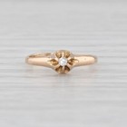 Vintage Ostby Barton Diamond Solitaire Ring 14k Yellow Gold Small Baby Size