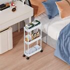 3 Tier Rolling Cart With Wheels  Slim Narrow Storage Cabinet  Under Desk Storage
