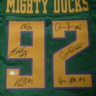 Mighty Ducks Cast Autographed  green  92  Custom Hockey Jersey W  Ducks Fly Toge