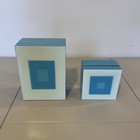 Large Decorative Storage Box  Lacquer Finish  Blue Graphic Design