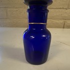 Cobalt Blue Glass Vase Solid Color With Flared Rim   Gold-tone Cord Accent