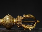 18   Old Tibet Buddhism Bronze Gilt Dragon Beast Head Vajra Dorje Phurpa Faqi