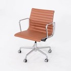 2010s Herman Miller Eames Aluminum Management Desk Chair Cognac Leather 2x Avail
