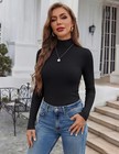 Ekouaer Women s Turtleneck Long Sleeve Shirts 2026 Fall Fashion Large  Black