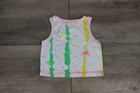 Vintage Youth Girls Size Large 6x Summer Top   Shorts Set White Neon Pink Green