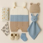 Neutral Baby Gift Set     Knit Romper Booties  Hat  Knitted Bunny Baby Shower Gift