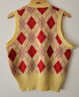1940s Vintage Mcgregor Argyle Wool Knit Yellow Red Tone Vest Rockabilly Vlv Vtg