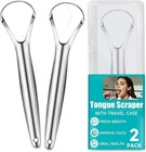 2 Pack Tongue Scraper For Adults Reduce Bad Breath Tongue Cleaner With Travel