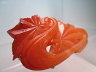 Antique Natural Agate Obidome Clip Maple Leaves   Flowing Water Design 6 2cm Jp