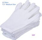 12 Pairs White Cotton Gloves 7 5  Medium Size cst  Film  Coins  Medium  